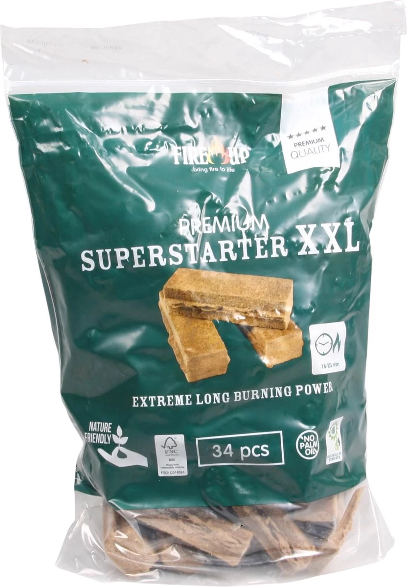 FIRE UP PREMIUM XXL SUPERSTARTERS 8 Zakken Van 34 ST 4 FIRE UP PREMIUM XXL SUPERSTARTERS 8 Zakken Van 34 ST - Afbeelding 2