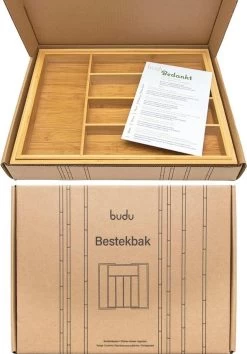 Budu Uitschuifbare Bamboe Bestekbak #38 (38 Cm Diep) - Bestekcassette Hout - Besteklade - 38 X 29,5 - 47,8 Cm - 5/7 Vakken -Kook Verkoop 838x1200 3