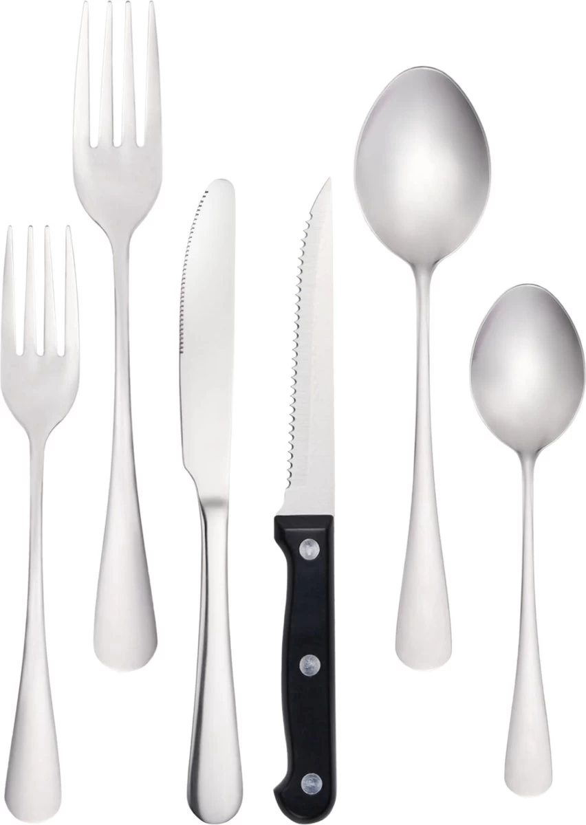 Vivid Green Bestekset (36-delig) - Bestek Set 6 Persoons - Lepels, Messen, Vorken En Steakmessen - Vaatwasserbestendig - RVS 3 Vivid Green Bestekset (36-delig) - Bestek Set 6 Persoons - Lepels, Messen, Vorken En Steakmessen - Vaatwasserbestendig - RVS