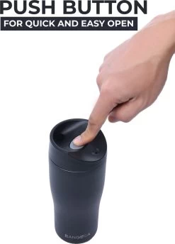 BanGosa® Koffiebeker To Go - Thermosbeker - Reisbeker - Travel Mug - RVS 400ml - Mat Zwart -Kook Verkoop 862x1200