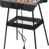 Royalty Line Elektrische Barbecue - Indoor En Outdoor BBQ - Tafelgrill - Elektrische Grill - Grill Oppervlak 40x24 Cm - 2000W - Met Stand - Zwart