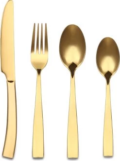 Bestekset - Bestek Goud -24 Delig-Zwitsers Kwaliteit-Complete Set-100% Roestvrijstaal-Gold 24k-Goud 24K