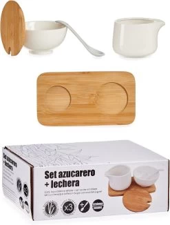 Suiker En Melk Serveren Setje Van Keramiek Met Bamboe 19 Cm -Kook Verkoop 908x1200
