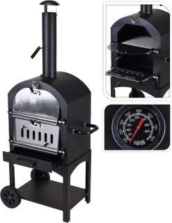 Merkloos MaxxGarden Pizza Oven - Smoker Barbecue Houtskool 45 X 65 X 158cm