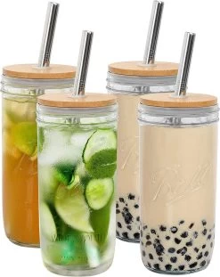 Drinkglazen Met Deksel – Zomer Drinkglazen – Glazen Met Rietje