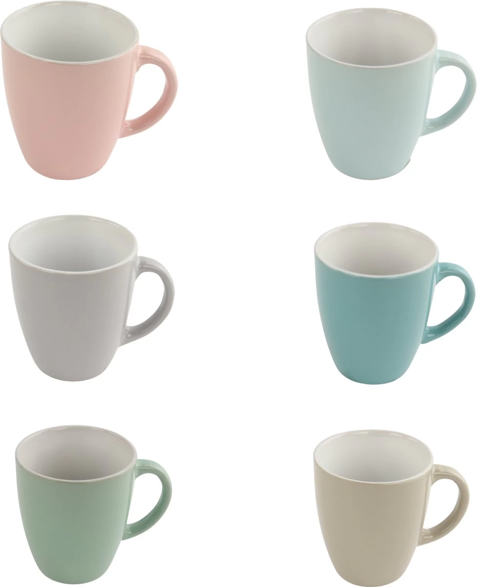 Orange85 Espresso Kopjes - Set Van 6 - Met Oor - 160ml - Meerdere Kleuren - Pastel - Aardewerk 2 Orange85 Espresso Kopjes - Set Van 6 - Met Oor - 160ml - Meerdere Kleuren - Pastel - Aardewerk