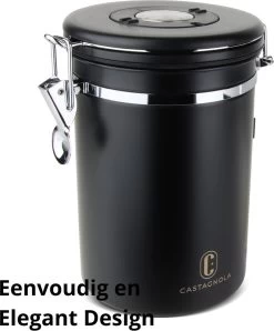 Castagnola Koffie Bewaarbus - Luchtdicht Met CO2 Uitlaat - Voor 600 Gram Koffiebonen - Koffieblik Matzwart Voorraadbussen - Voorraadbus - 1.8L -Kook Verkoop 995x1200 1